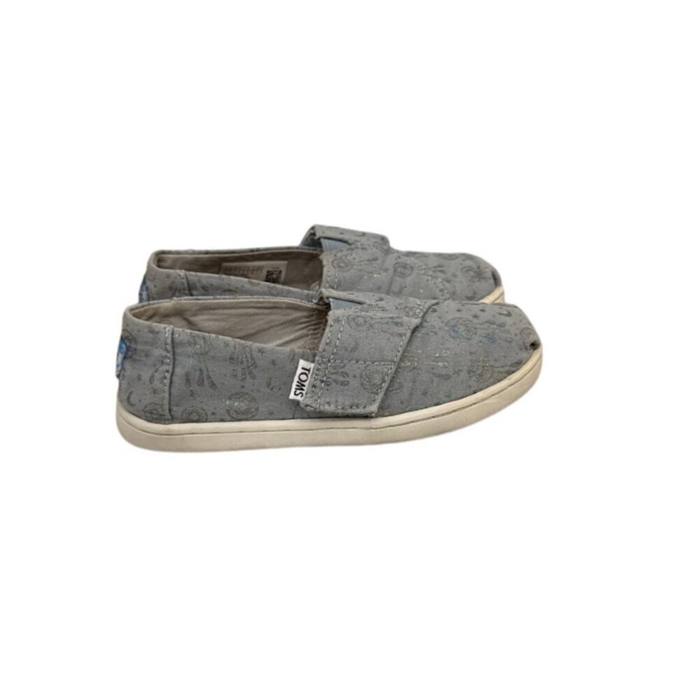 TOMS Shoes Tiny Toms Blue Planet Print Slip on Sneakers Size Youth Toddler 10